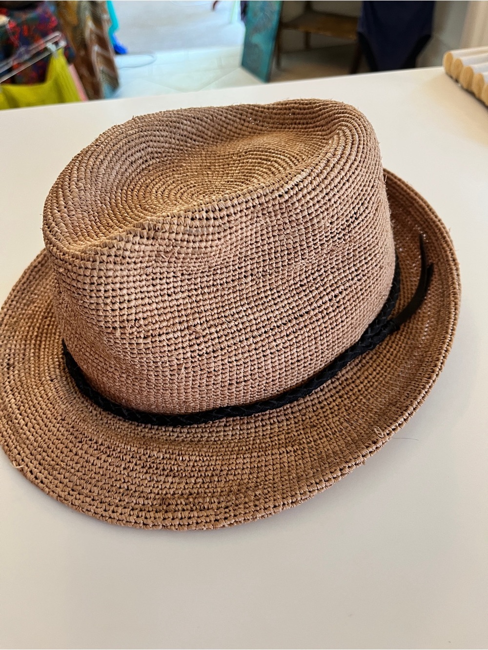 Goorin Bros Brown Straw Fedora with Black Band